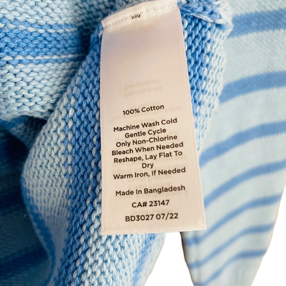 Talbots Blue Stripe Brushed Cotton Johnny Collar Pullover Sweater Size‎ XS - Picture 4 of 6